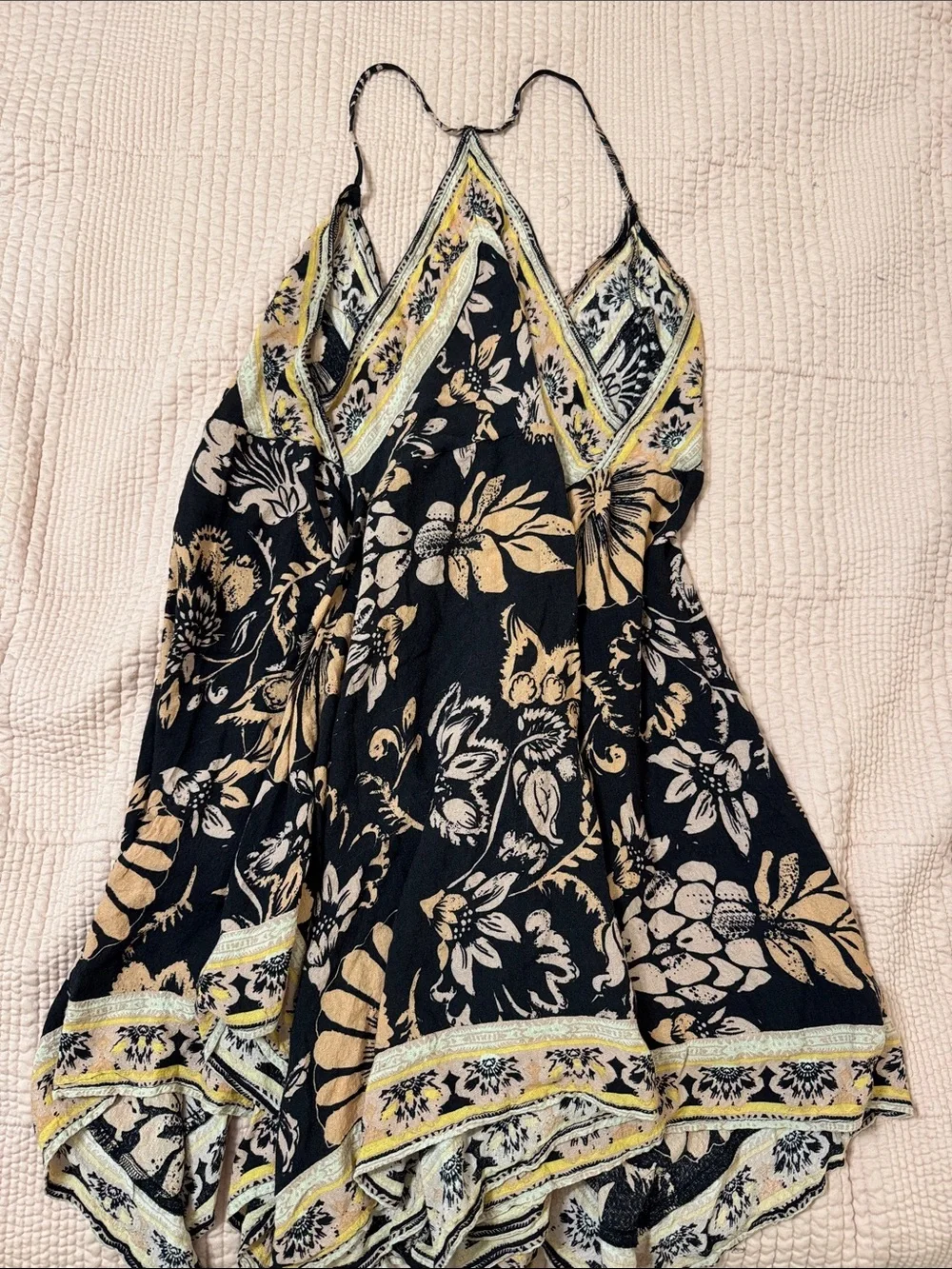 Free People Intimately Floral Handkerchief Hem Swing Tunic Boho Top